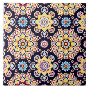 Vibrant Millefiori Elegant Pattern Ceramic Tile