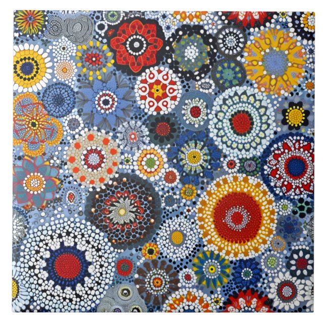 Vibrant Millefiori Elegant Pattern Ceramic Tile (Front)