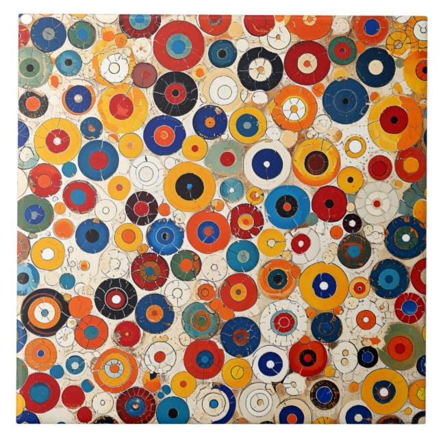 Vibrant Millefiori Elegant Pattern Ceramic Tile (Front)