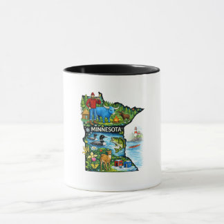 Vibrant Minnesota State Map-Paul Bunyan/Northwoods Mug