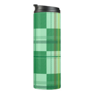 Vibrant Mint Yellow Plaid Aesthetic Thermal Tumbler