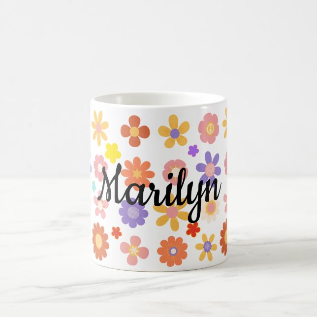 Vibrant mix of colorful flowers mug (Center)