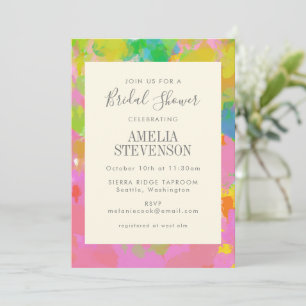 Vibrant Modern Abstract Colourful Bridal Shower Invitation