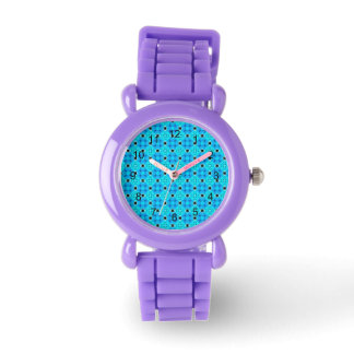 Vibrant Modern Abstract Lattice Aqua Blue Quilt Watch