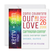 Vibrant Modern Abstract Rainbow Wedding Invitation