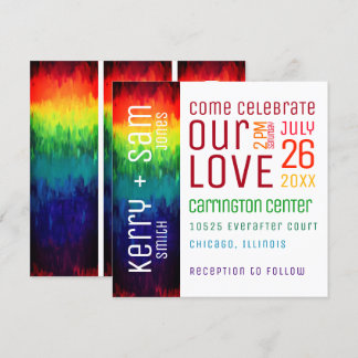 Vibrant Modern Abstract Rainbow Wedding Invitation