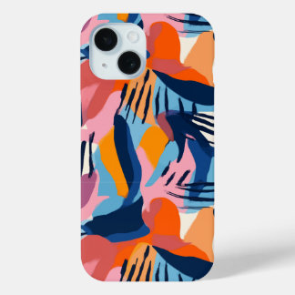Vibrant Modern Abstract Shapes Pattern iPhone 15 Case