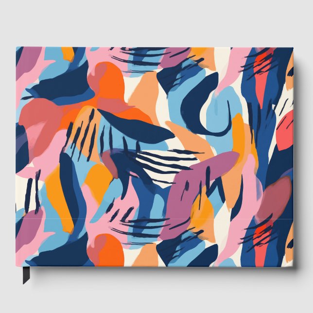 Vibrant Modern Abstract Shapes Pattern Guest Book (Front)