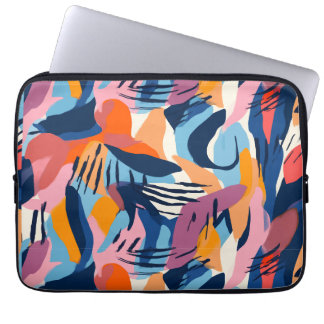 Vibrant Modern Abstract Shapes Pattern Laptop Sleeve