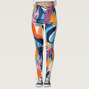 Vibrant Modern Abstract Shapes Pattern Leggings