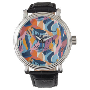Vibrant Modern Abstract Shapes Pattern Watch