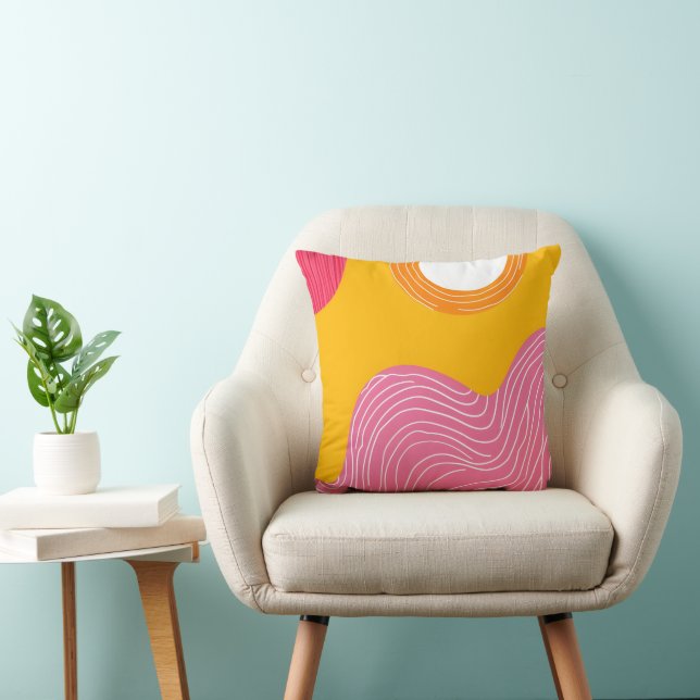 Vibrant Modern Abstract Sun and Waves Cushion (Chair)