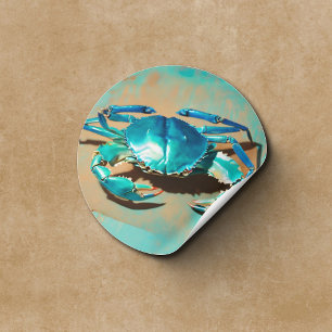 Vibrant&modern  blue  crab classic round sticker