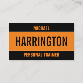 Vibrant Modern Orange and Black Personal Trainer B Business Card