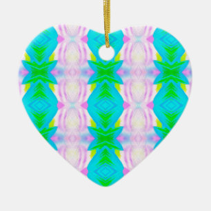 Vibrant Modern Pastels Abstract linear Pattern Ceramic Tree Decoration