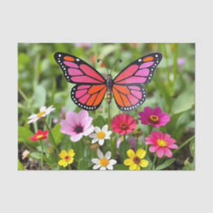 Vibrant Monarch Butterfly Garden Scene Tissue Paper