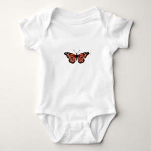 Vibrant Monarch Butterfly Illustration on Light Ba Baby Bodysuit