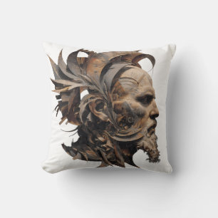 Vibrant Monarch Butterfly Illustration on Light Ba Cushion