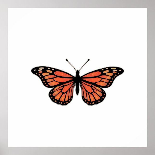 Vibrant Monarch Butterfly Illustration on Light Ba Poster (Front)
