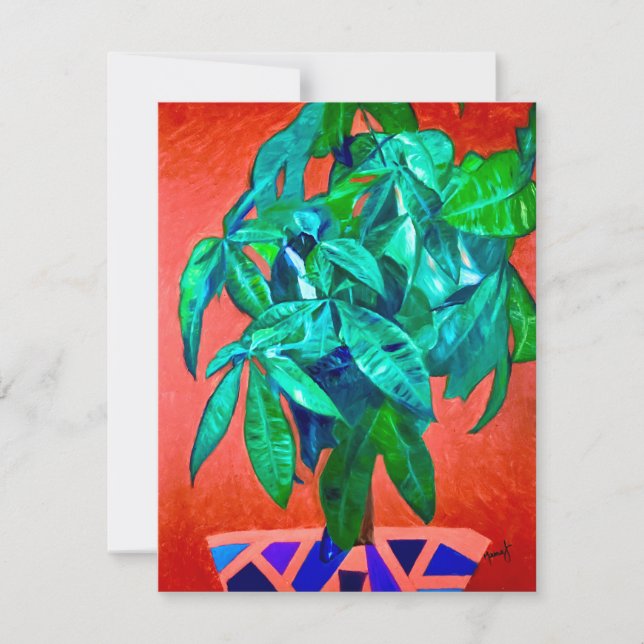 Vibrant Money Tree Flat Note Card (Front)