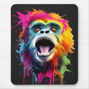 Vibrant Monkey Face Mouse Pad