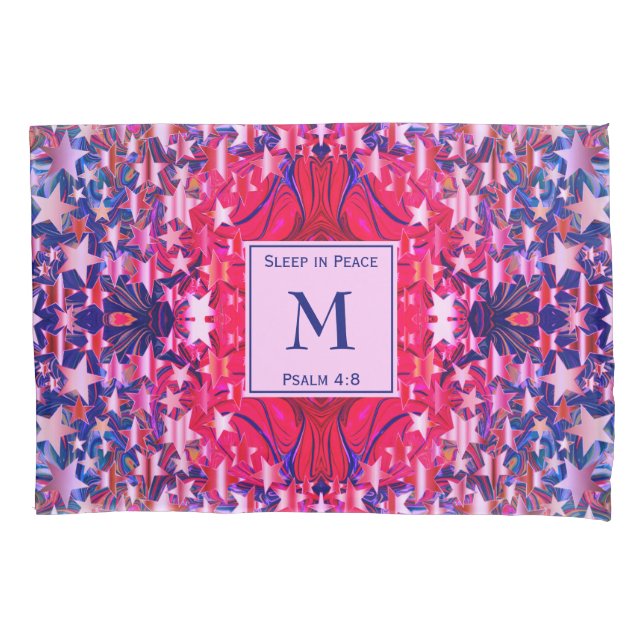 Vibrant Monogram Abstract Stars Pillowcase (Front)