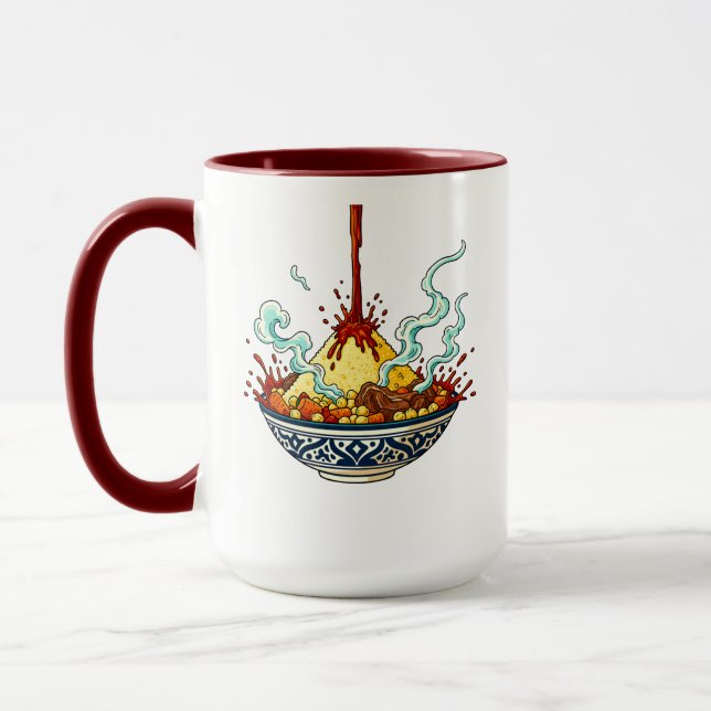 Vibrant Moroccan Couscous Delight Illustration Mug (Left)