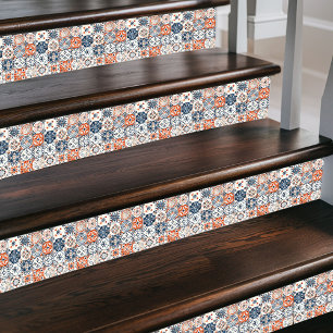 Vibrant Moroccan Patchwork – Boho Blue, Red & Gold Ceramic Tile