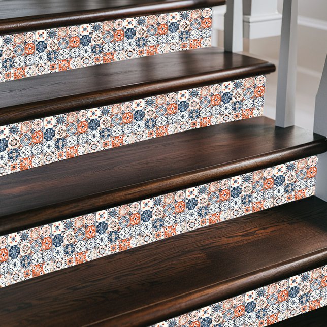 Vibrant Moroccan Patchwork – Boho Blue, Red & Gold Ceramic Tile (Creator Uploaded)