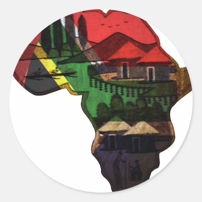 Vibrant Mosaic of Africa: Decorative Pattern Art  Classic Round Sticker (Front)