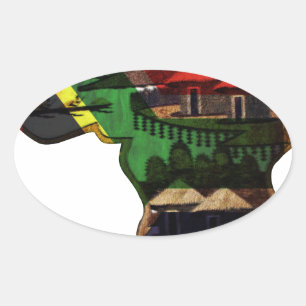 Vibrant Mosaic of Africa: Decorative Pattern Art Oval Sticker