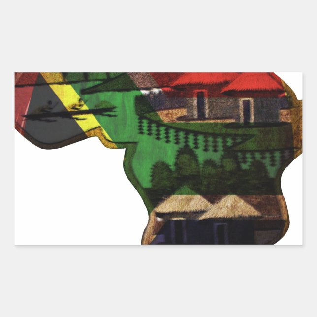 Vibrant Mosaic of Africa: Decorative Pattern Art  Rectangular Sticker (Front)