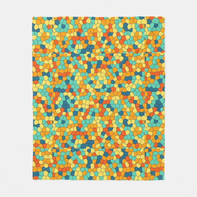 Vibrant mosaic pattern fleece blanket (Front)