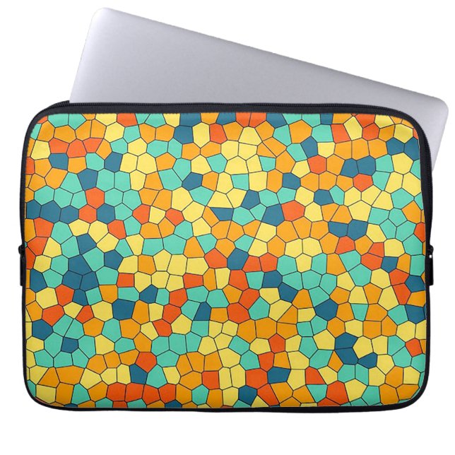 Vibrant mosaic pattern laptop sleeve (Front)