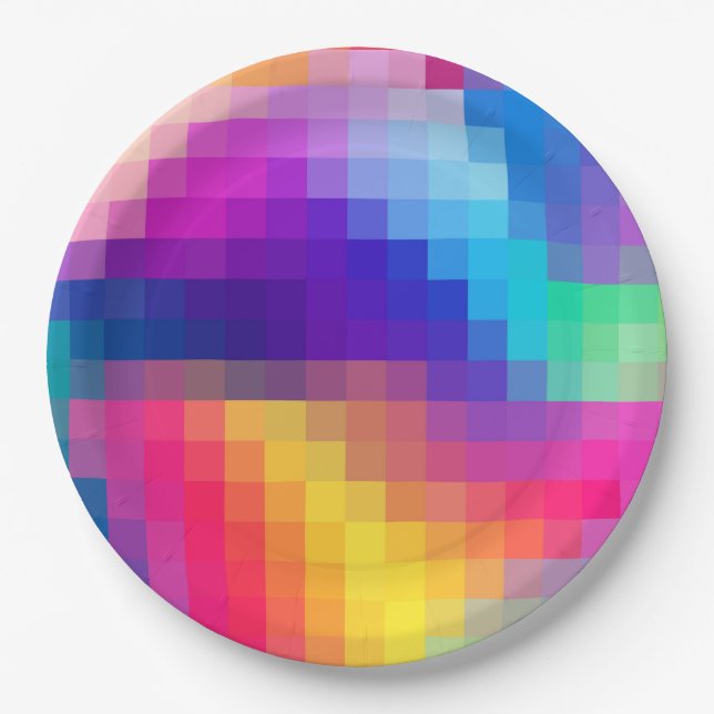 Vibrant mosaic pattern multicolor classic  paper plate (Front)