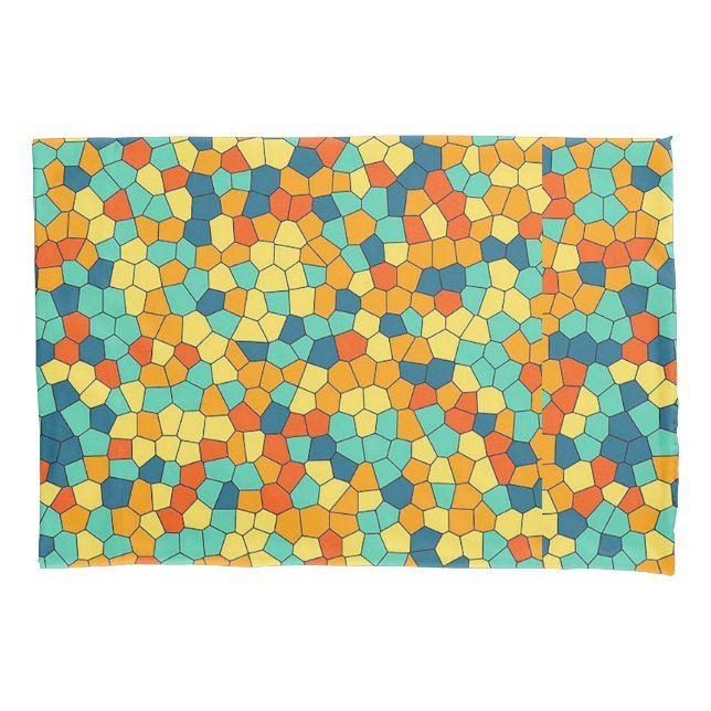 Vibrant mosaic pattern pillowcase (Front)