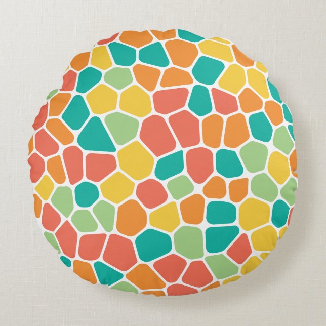 Vibrant Mosaic Pattern Round Cushion (Front)