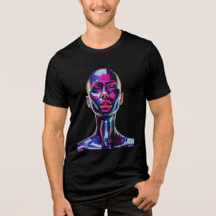Vibrant Mosaic Portrait of a Modern Woman Tri-Blend Shirt