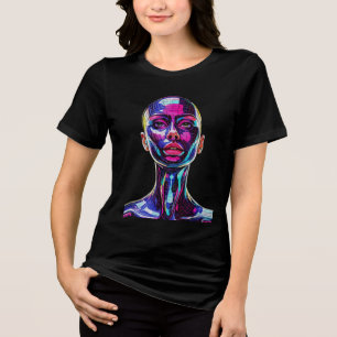 Vibrant Mosaic Portrait of a Modern Woman Tri-Blend Shirt