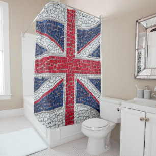 Vibrant mosaic Union Jack Shower Curtain