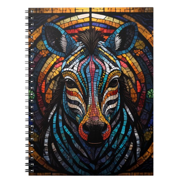 Vibrant Mosaic Zebra Notebook (Front)