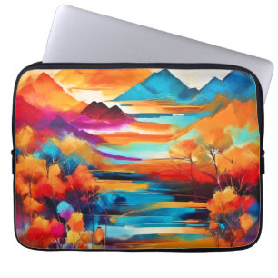 Vibrant Mountain Sunset Painting Laptop Sleeve