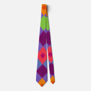 Vibrant Multi-Color Diamond on Purple, Bold Tie