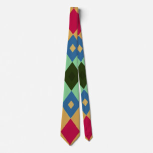 Vibrant Multi-Color Diamond on Yellow, Bold Tie