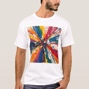 Vibrant Multi-Colour Paint Splatter Burst Graphic T-Shirt