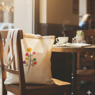 Vibrant Multi-Colour Wildflower Branch Tote Bag