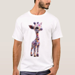 Vibrant Multi-Coloured Baby Giraffe Artistic Men T-Shirt
