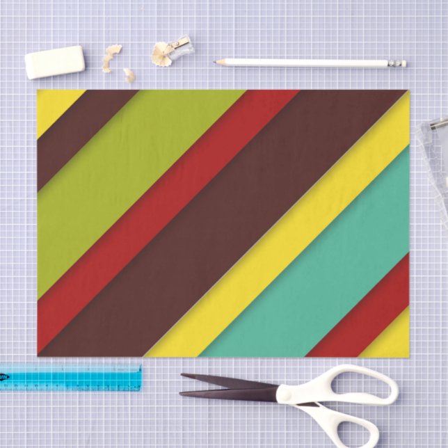 Vibrant Multi-Coloured Diagonal Stripes Bright Tissue Paper (Craft)