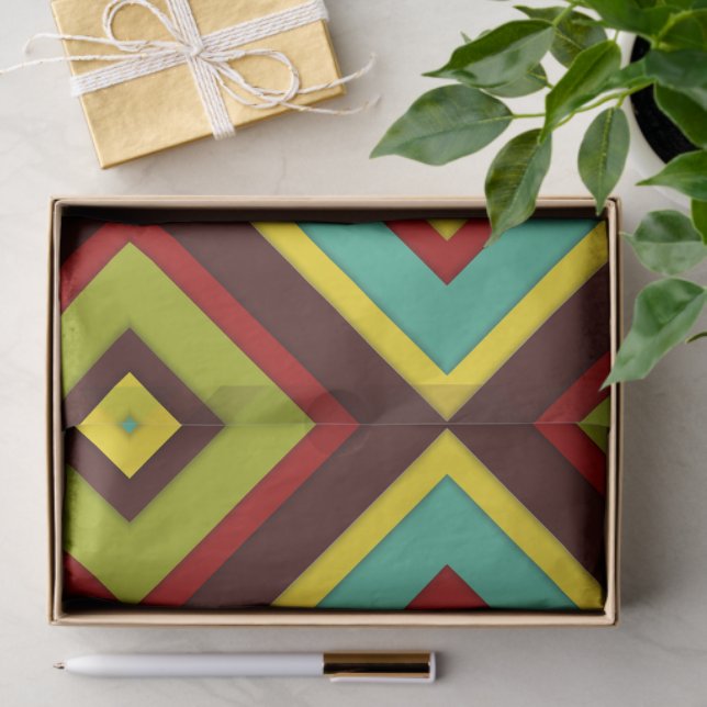 Vibrant Multi-Coloured Diagonal Stripes Geometric Tissue Paper (Gift)