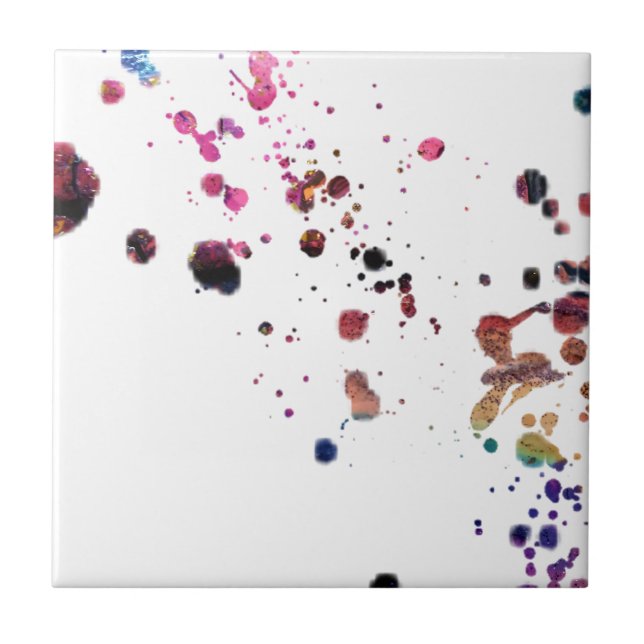 Vibrant Multi-Coloured Splashes Dancing Across... Ceramic Tile (Front)